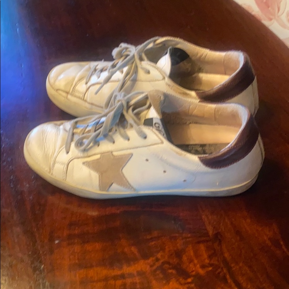Golden Goose White and Maroon Sneakers - Picture 10 of 12